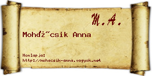 Mohácsik Anna névjegykártya