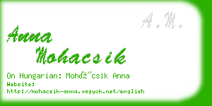 anna mohacsik business card